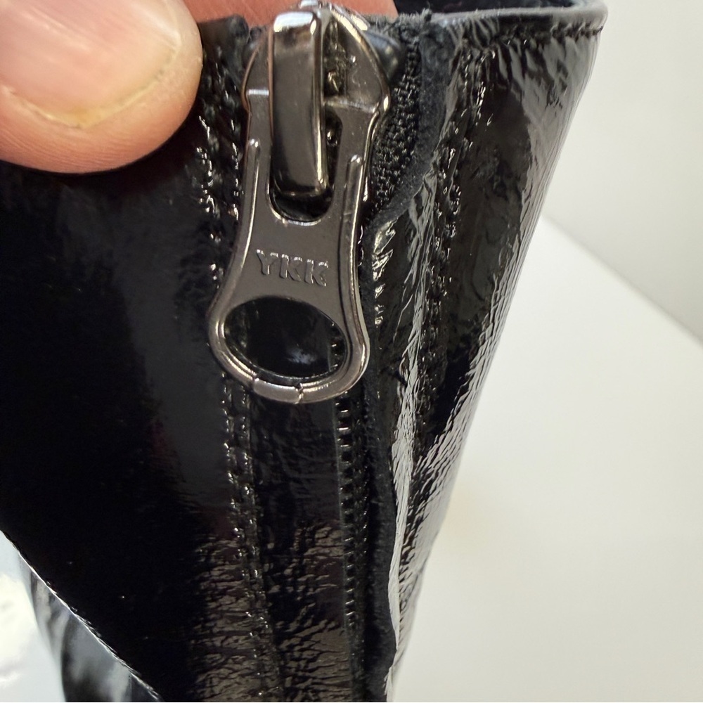 NEW! L’Intervalle Black Patent Leather Swan Ankle Boot Side Zip Women’s 40/ 9.5M - Picture 15 of 16
